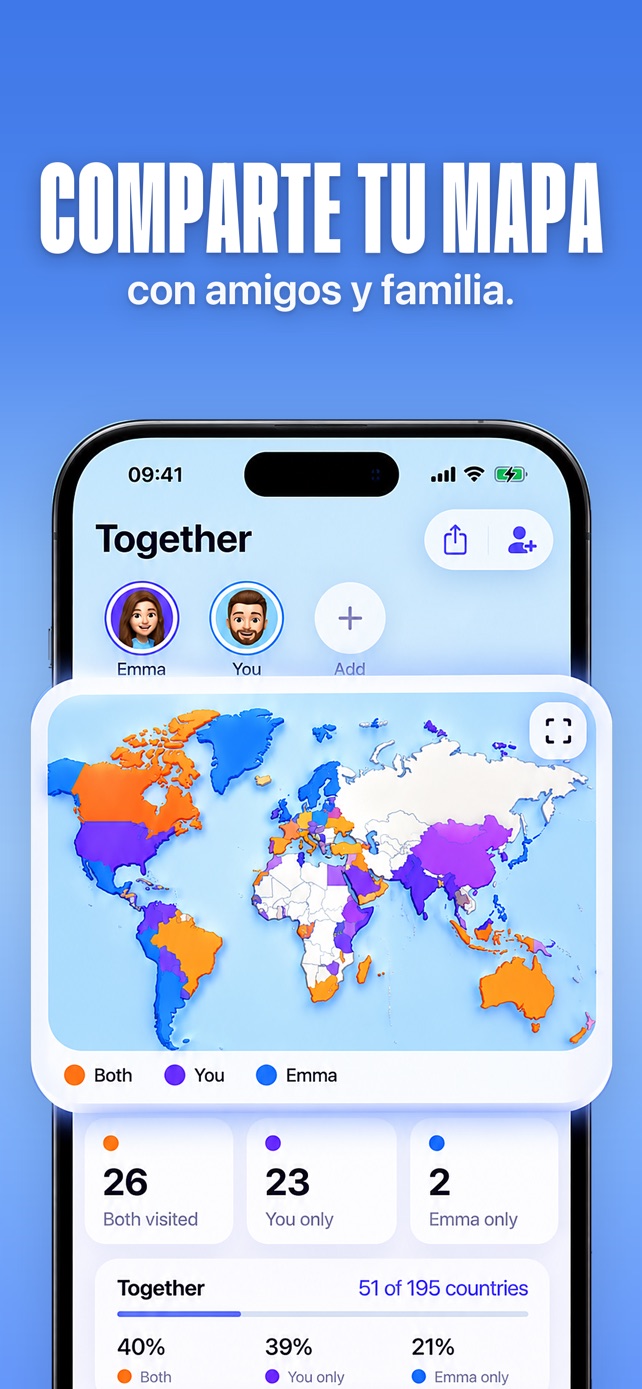 Together: un mapa de viajes combinado con Emma