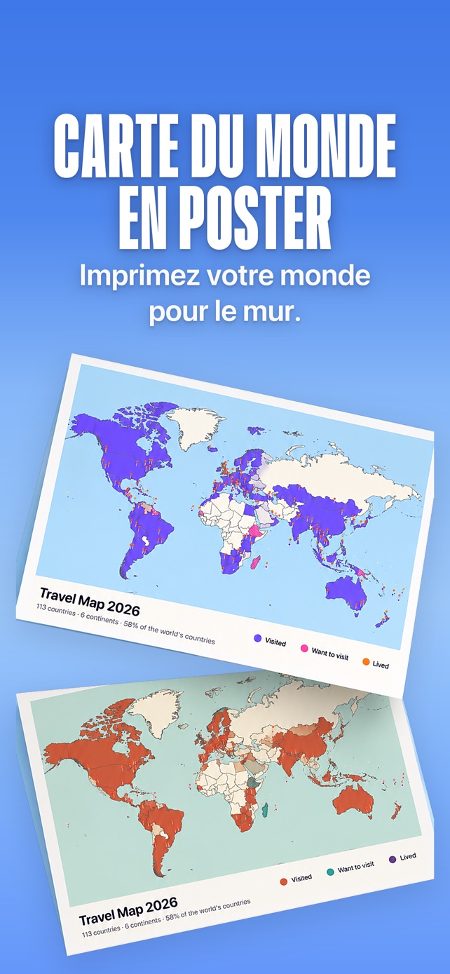 Deux posters Travel Map 2026 imprimés