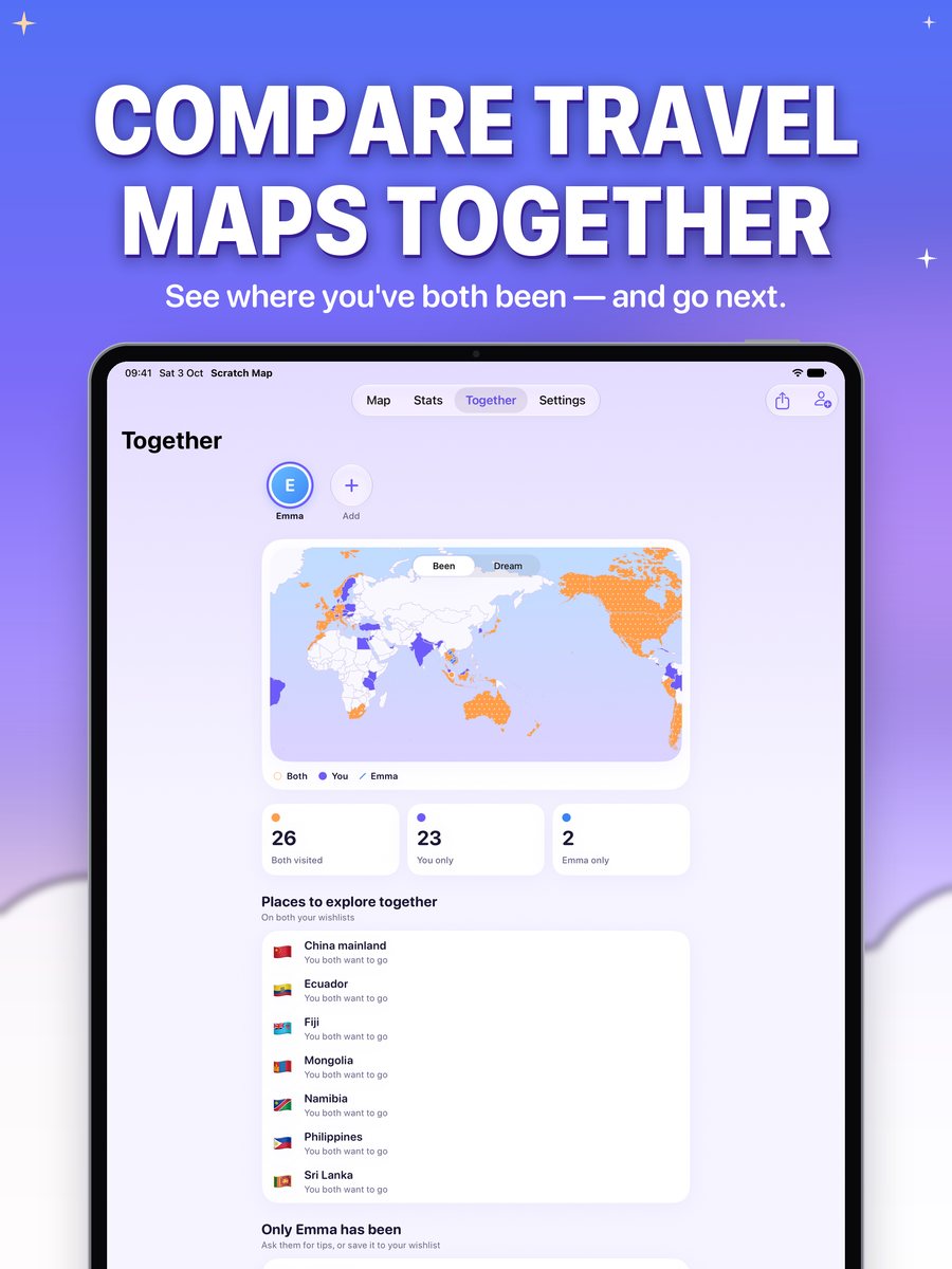 Comparing travel maps together on iPad
