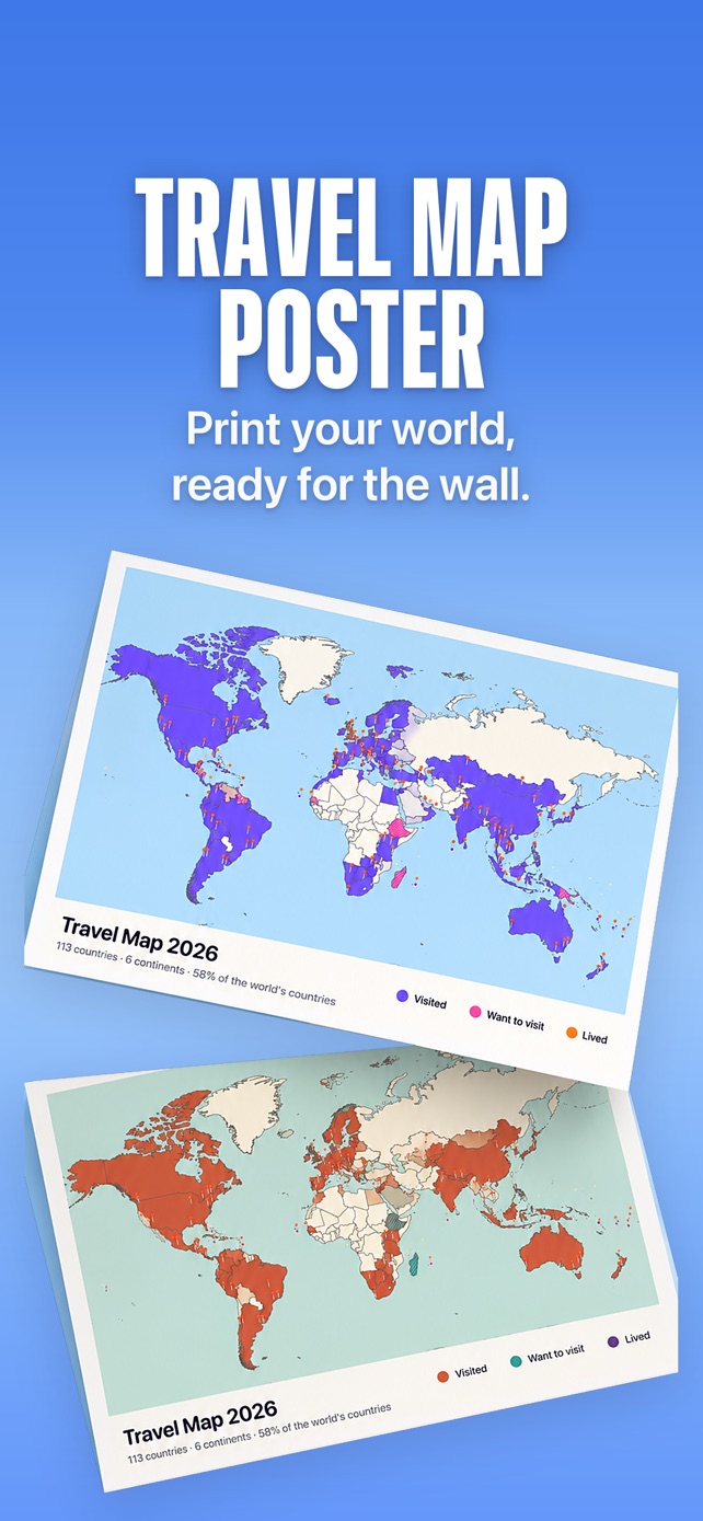 Two printed Travel Map 2026 posters